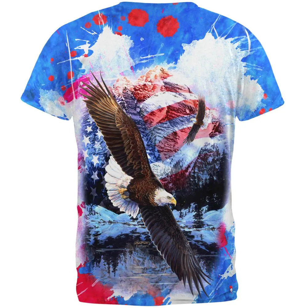 4th of July American Flag Bald Eagle Splatter All Over Mens T Shirt