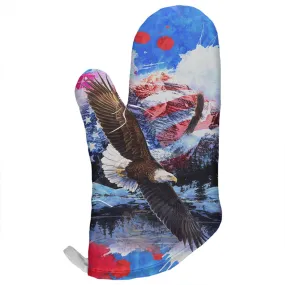 4th of July American Flag Bald Eagle Splatter All Over Oven Mitt