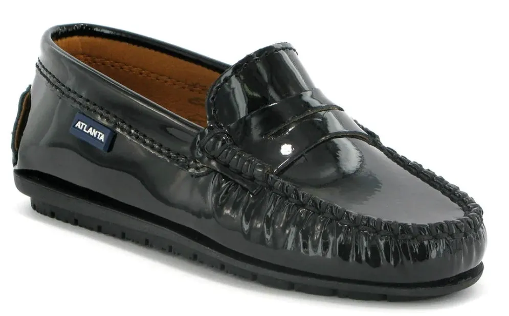 Altanta Moccasin Black Patent Leather Penny Loafer