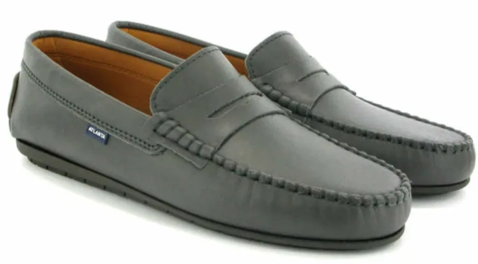 Altanta Moccasin Dark Grey Smooth Leather Penny Loafer