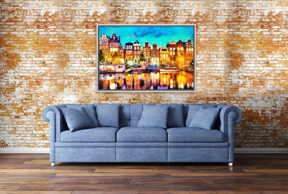 Amsterdam Canal Homes | Canvas Wall Art Print