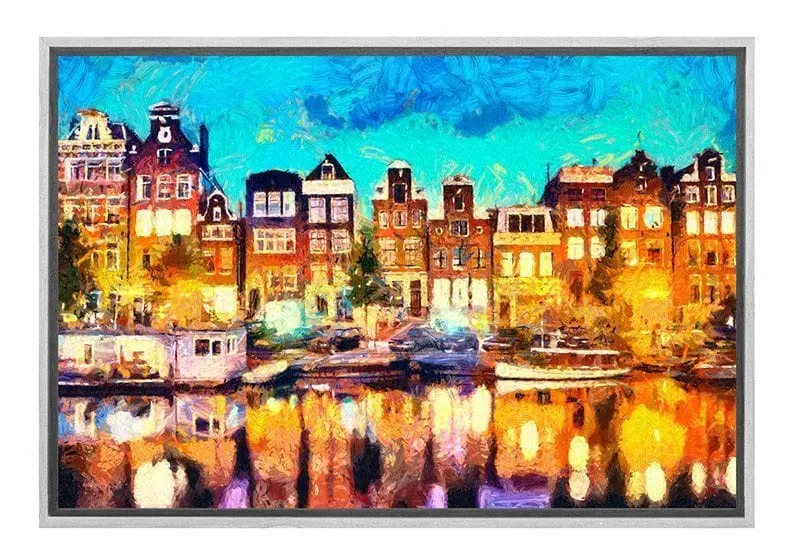 Amsterdam Canal Homes | Canvas Wall Art Print