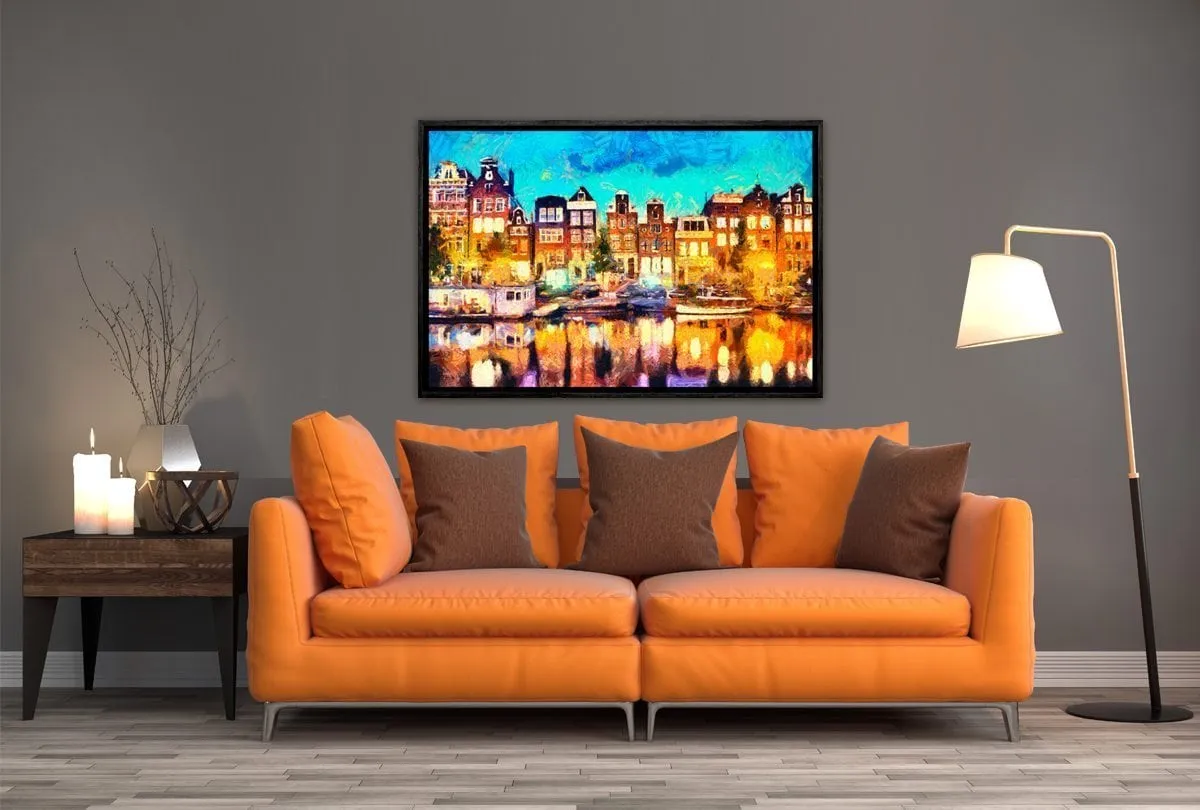 Amsterdam Canal Homes | Canvas Wall Art Print