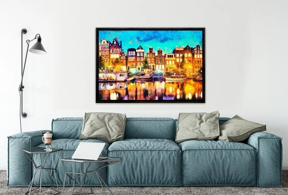 Amsterdam Canal Homes | Canvas Wall Art Print