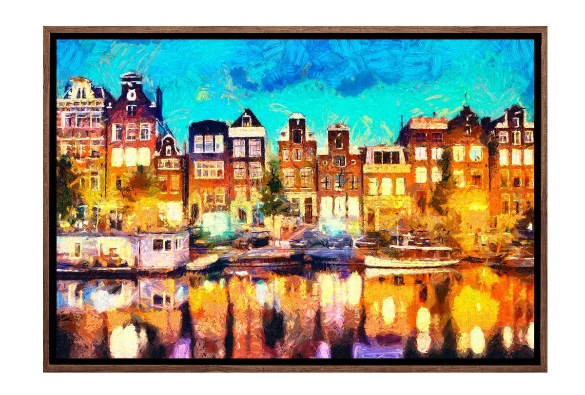 Amsterdam Canal Homes | Canvas Wall Art Print