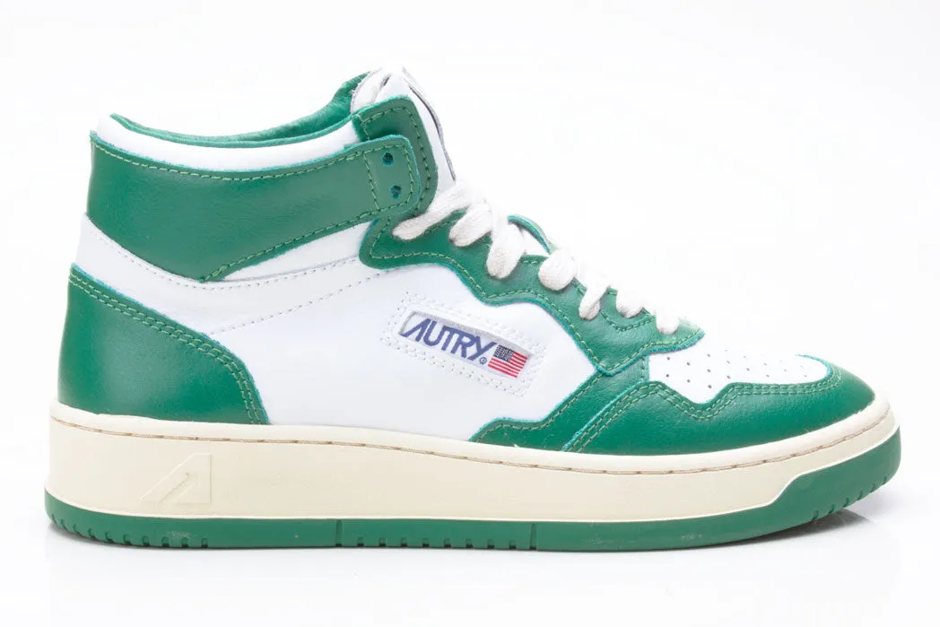 Autry Action Shoes Sneaker Medalist Mid Women white green AUMWWB03