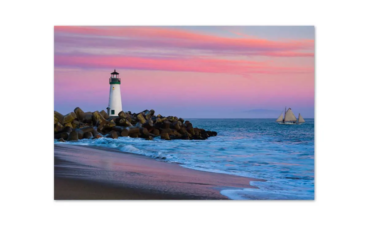 Beach Lighthouse Sunset | Beach Wall Art Print