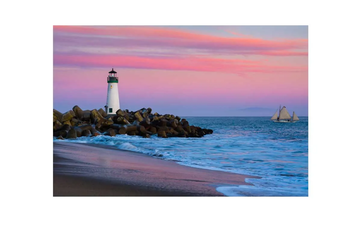 Beach Lighthouse Sunset | Beach Wall Art Print