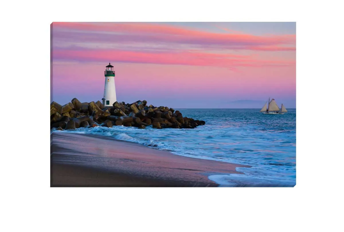 Beach Lighthouse Sunset | Beach Wall Art Print