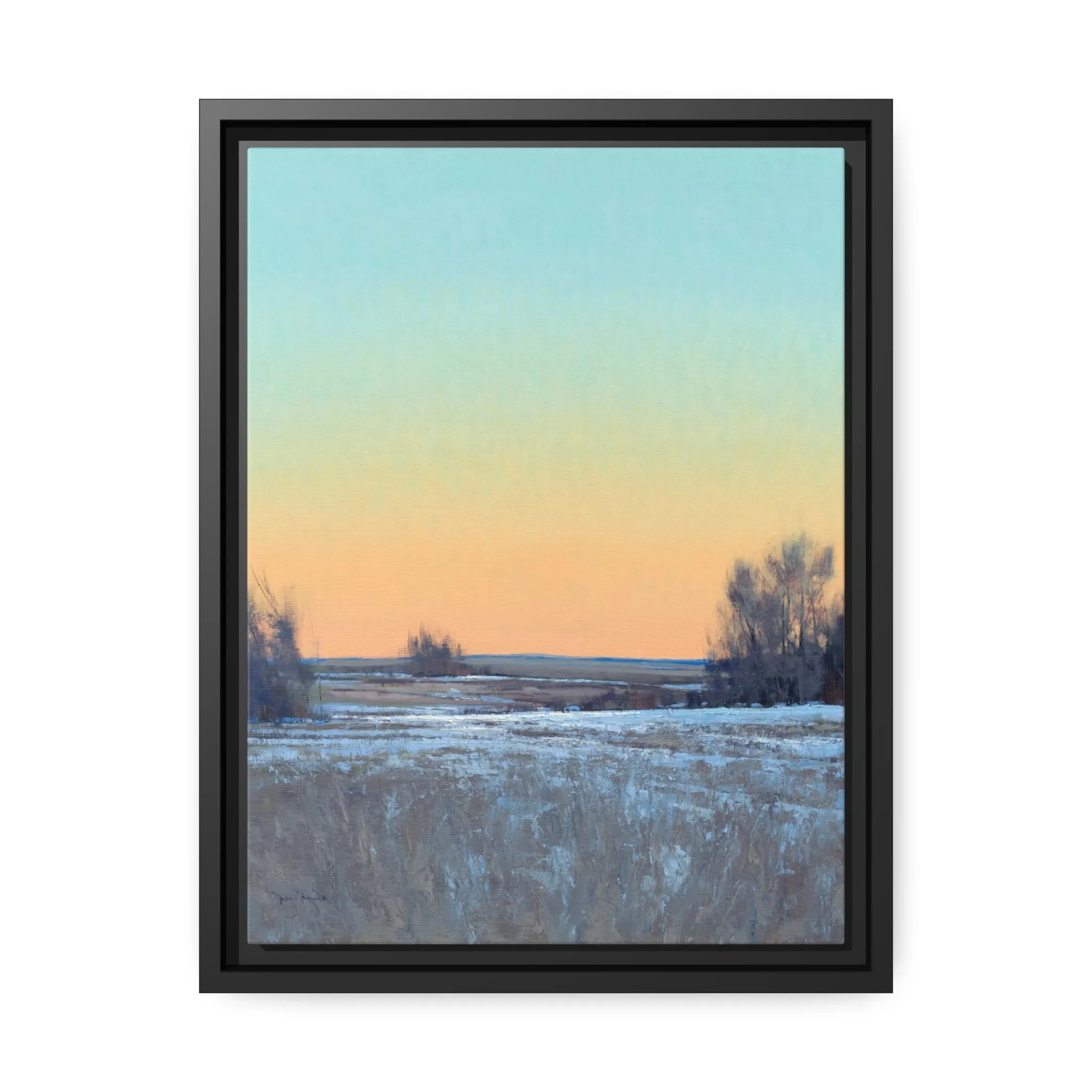 Ben Bauer: "Late Afternoon in March, Lowry, MN" - Framed Canvas Reproduction