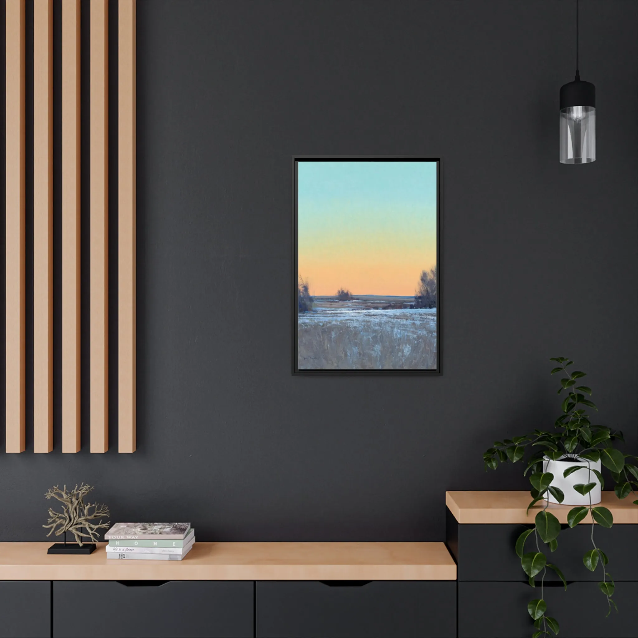 Ben Bauer: "Late Afternoon in March, Lowry, MN" - Framed Canvas Reproduction