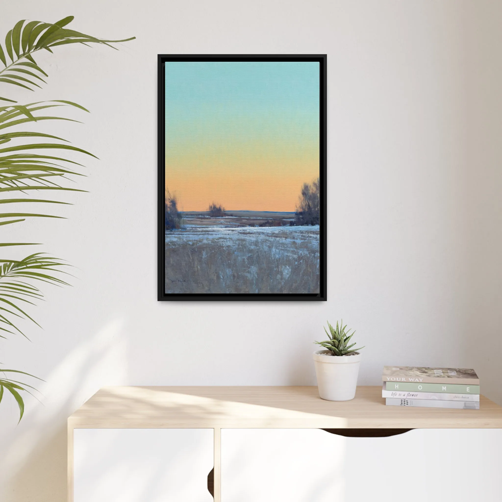 Ben Bauer: "Late Afternoon in March, Lowry, MN" - Framed Canvas Reproduction