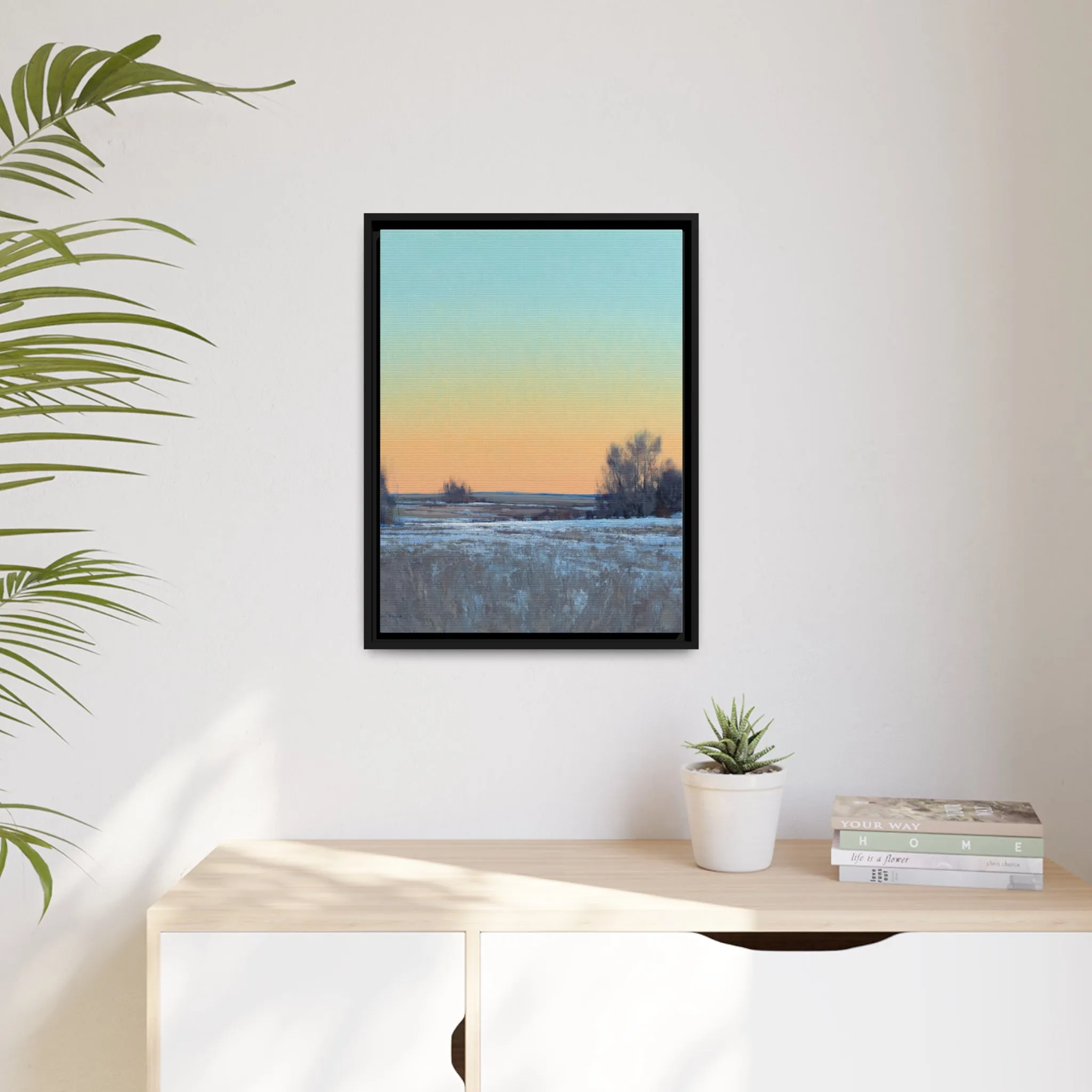 Ben Bauer: "Late Afternoon in March, Lowry, MN" - Framed Canvas Reproduction