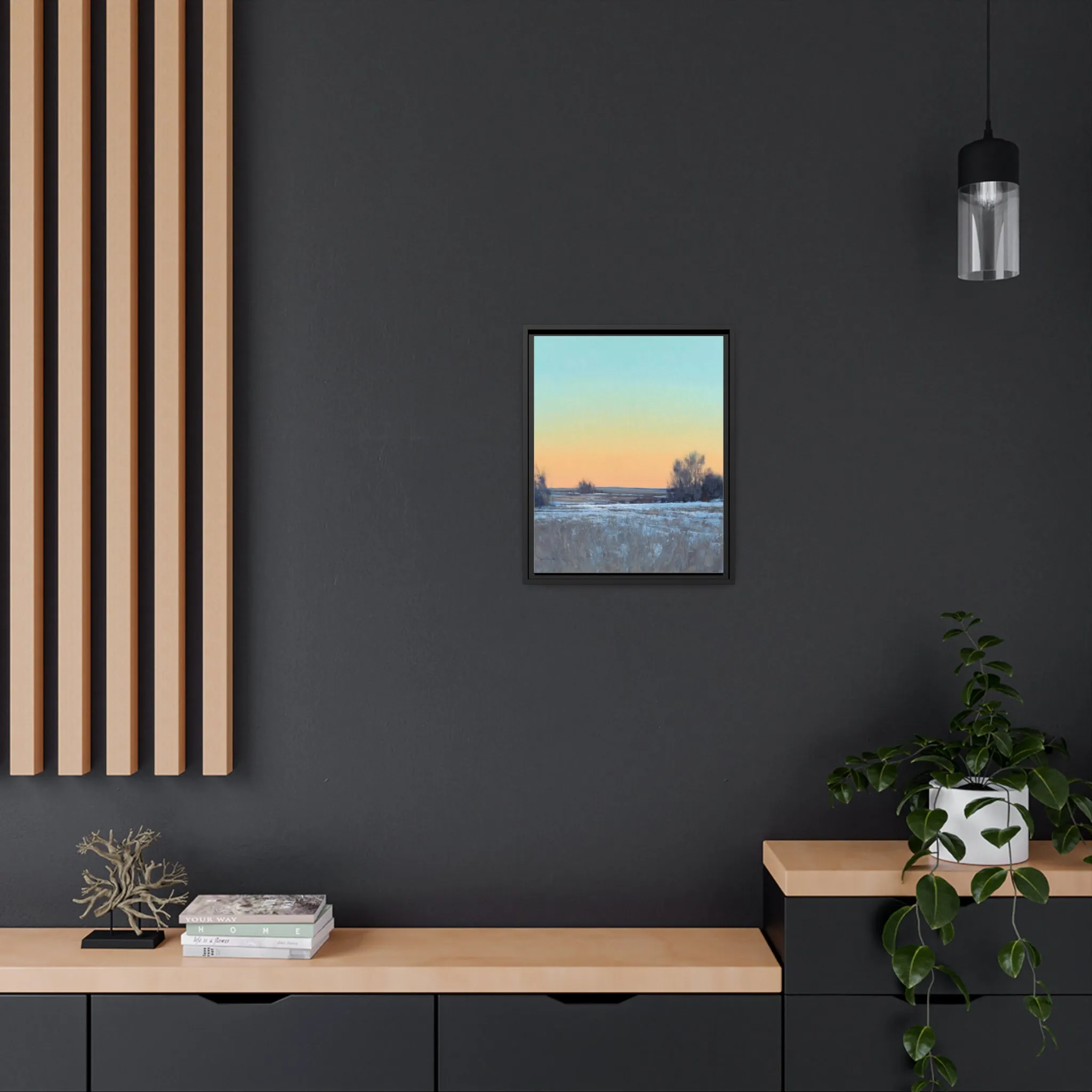 Ben Bauer: "Late Afternoon in March, Lowry, MN" - Framed Canvas Reproduction