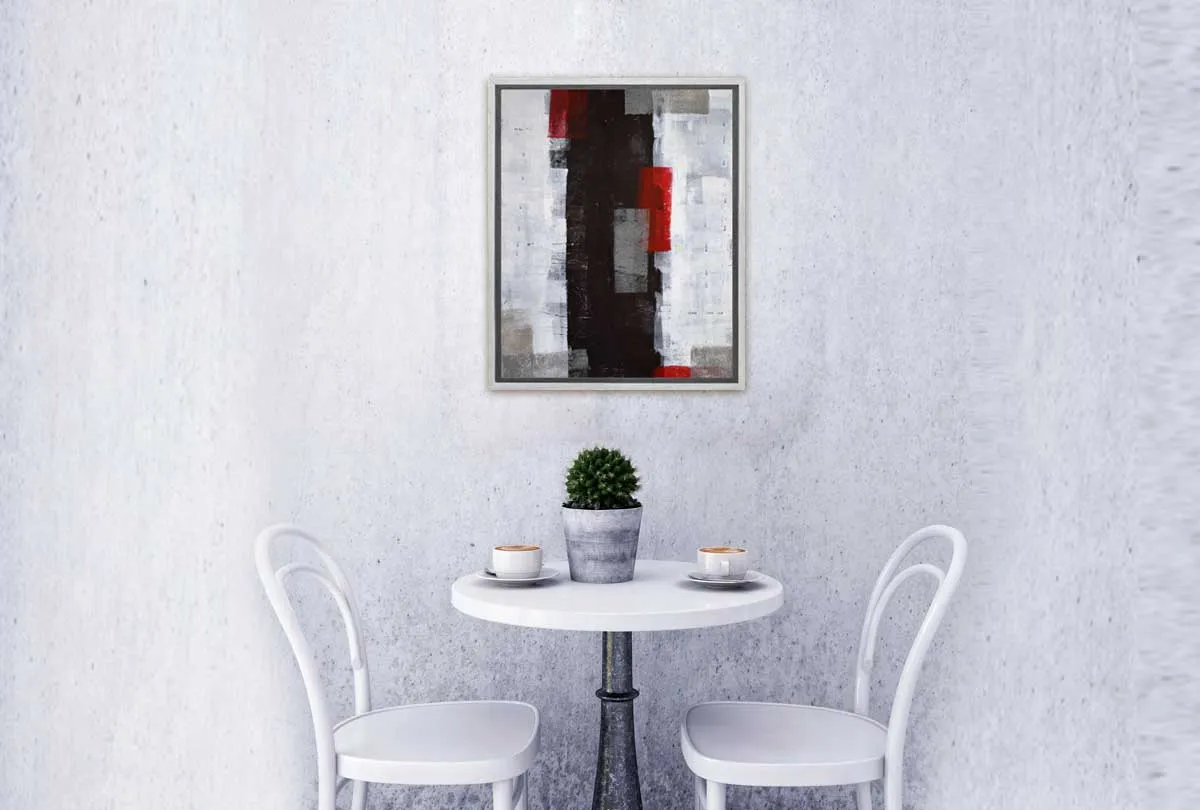 Black, Red &amp; White Abstract | Canvas Wall Art Print