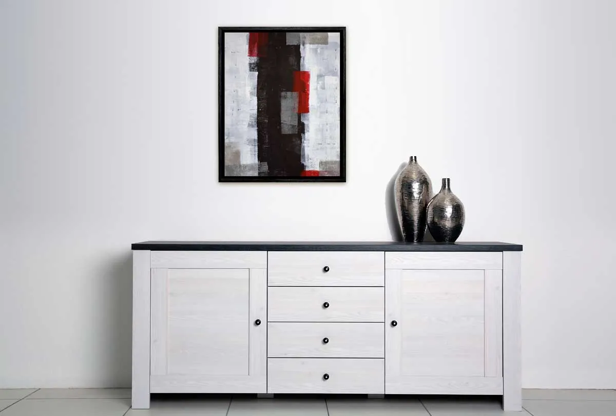 Black, Red &amp; White Abstract | Canvas Wall Art Print