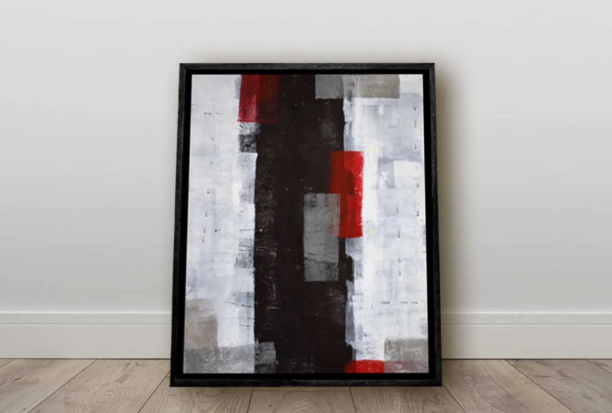 Black, Red &amp; White Abstract | Canvas Wall Art Print