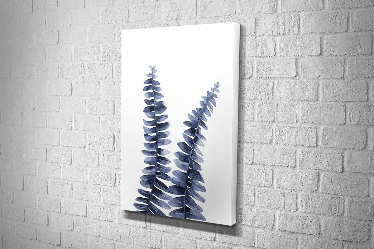 Blue Fern Leaves | Hamptons Canvas Wall Art Print