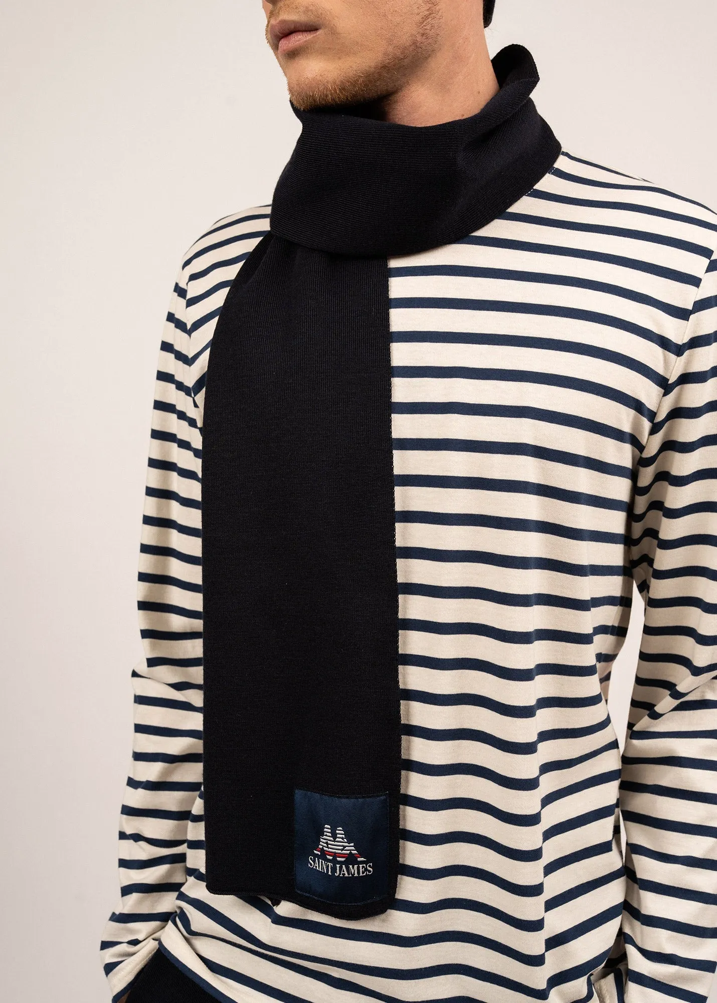 Borelli wool scarf - SAINT JAMES x Kappa (NAVY/TULIPE/ECUME)