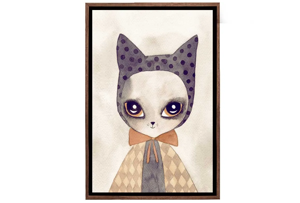 Cat in Cape Watercolour | Canvas Wall Art Print