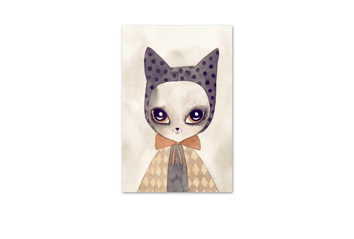 Cat in Cape Watercolour | Canvas Wall Art Print