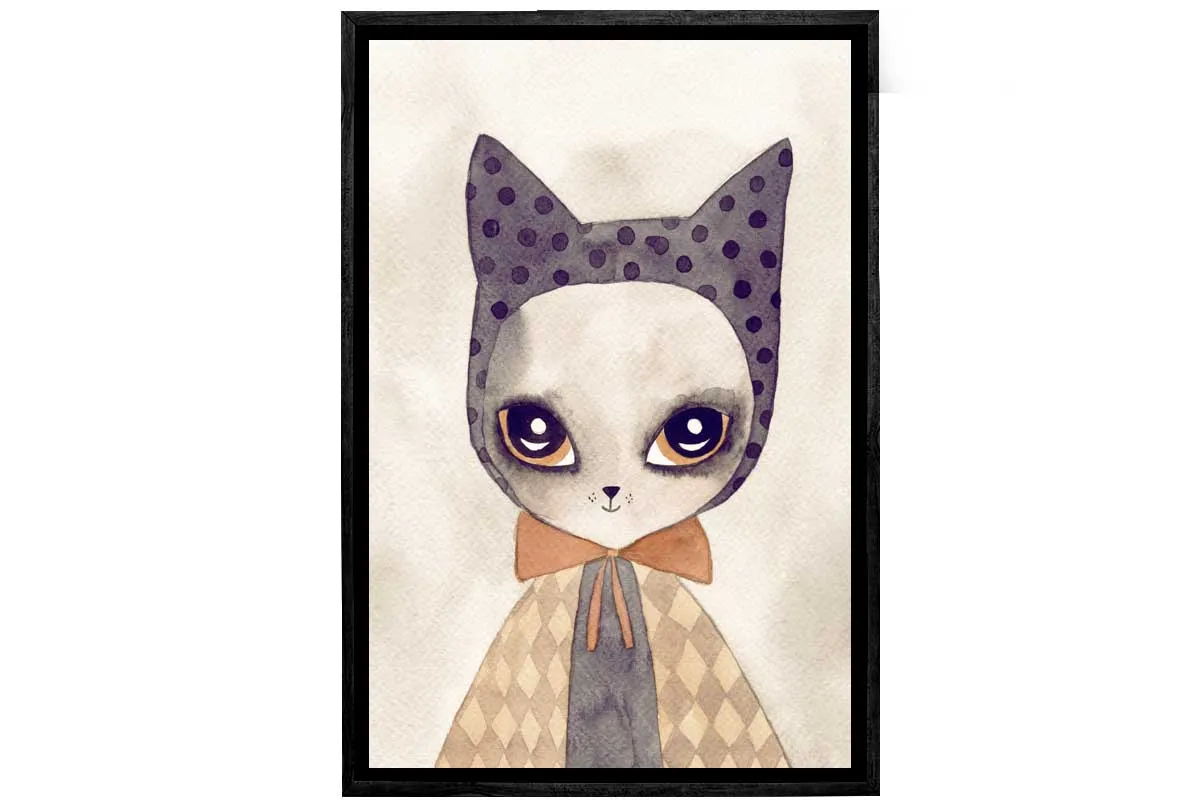 Cat in Cape Watercolour | Canvas Wall Art Print