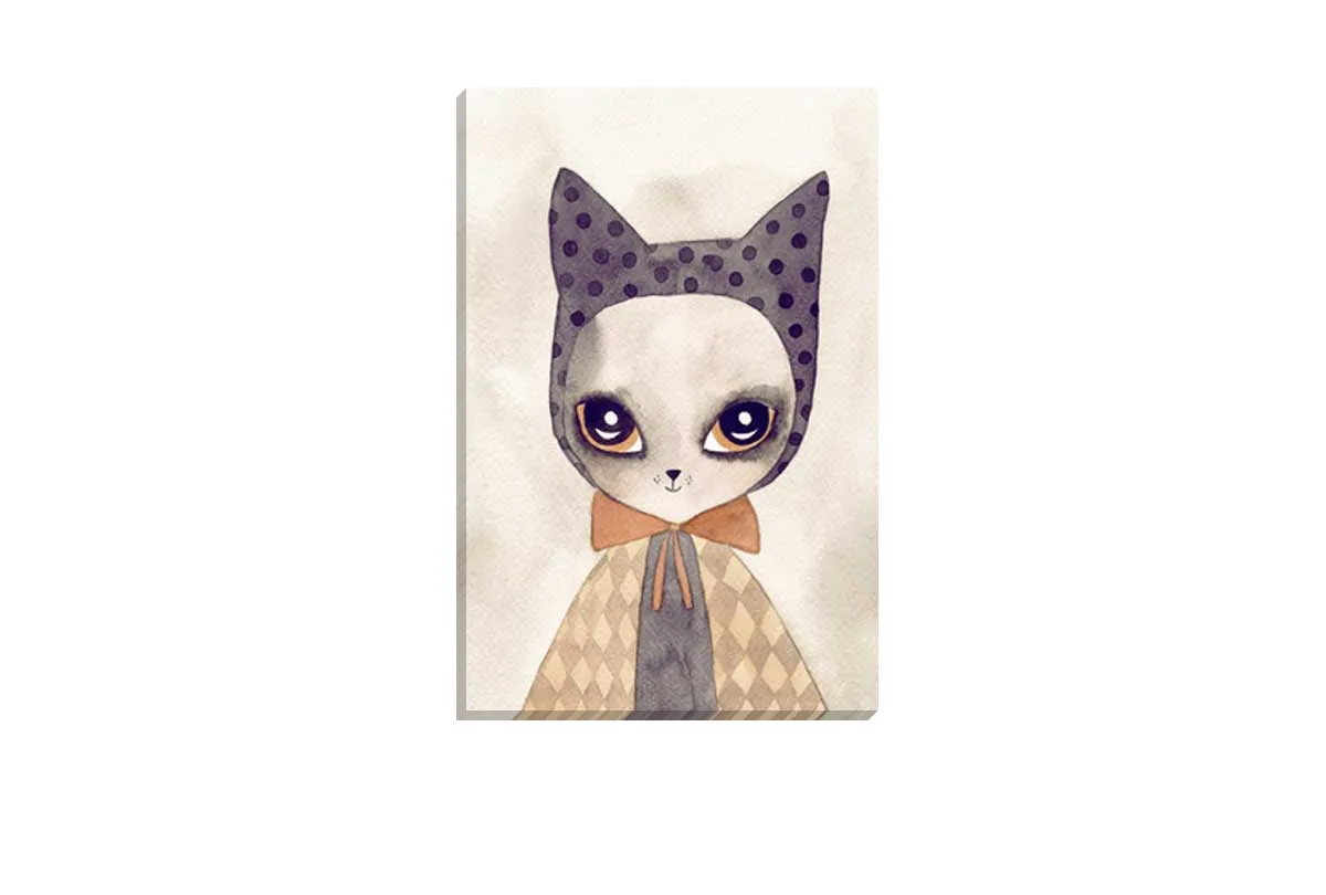 Cat in Cape Watercolour | Canvas Wall Art Print