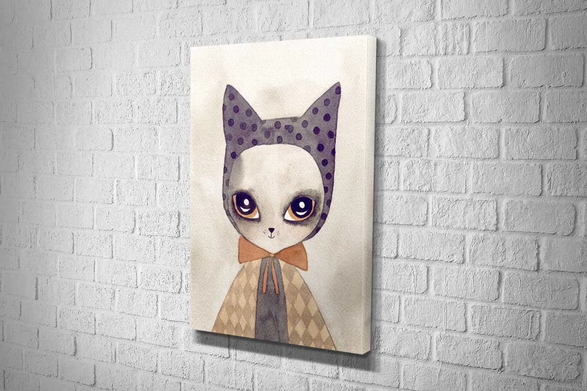 Cat in Cape Watercolour | Canvas Wall Art Print