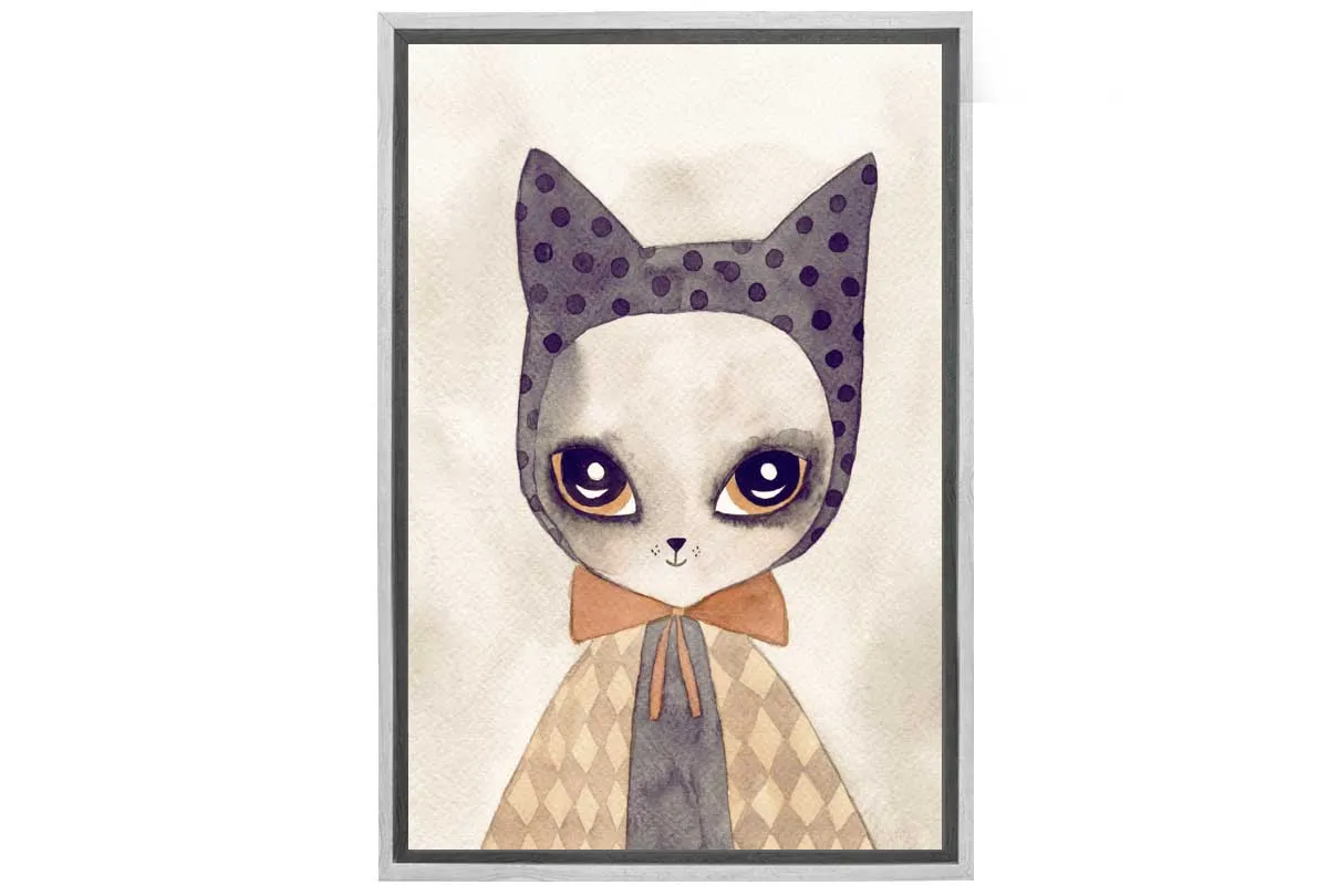 Cat in Cape Watercolour | Canvas Wall Art Print