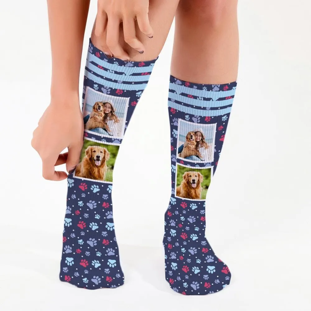 Dog Paw Photo Personalized Tube Socks