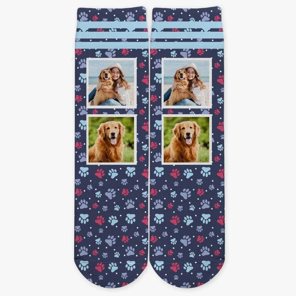 Dog Paw Photo Personalized Tube Socks