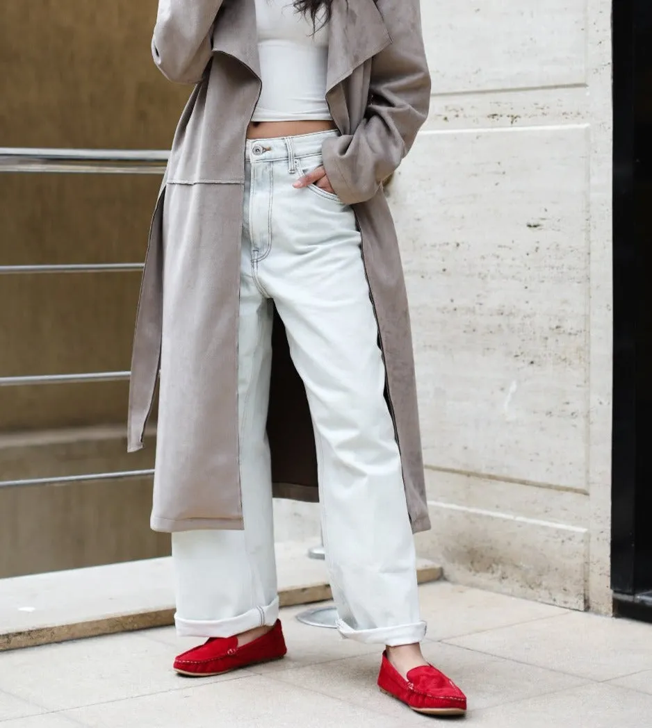 Fur Lined Loafers Burgundy