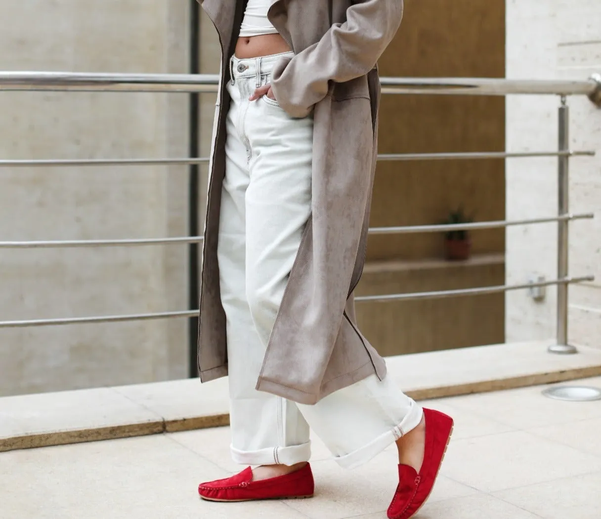 Fur Lined Loafers Burgundy