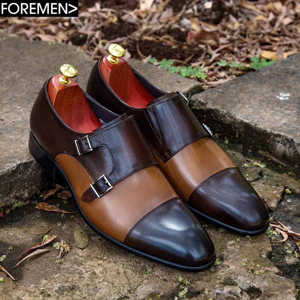 Brown Double Monk Strap Shoes