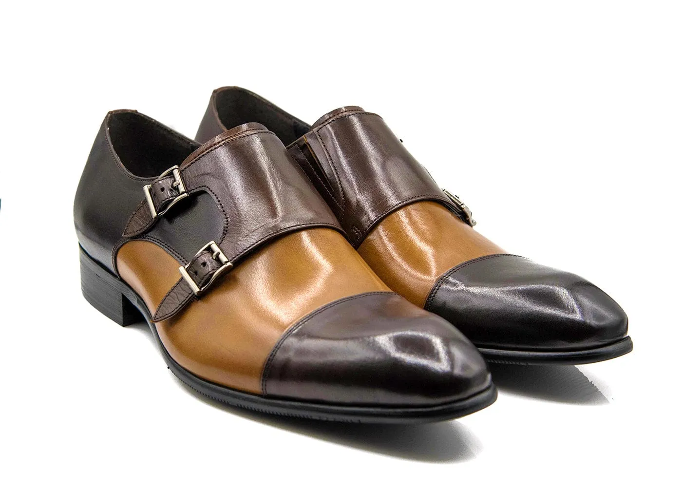 Brown Double Monk Strap Shoes