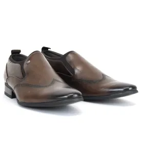 Gino Paoli Lloyd Mens Brown Leather Slip-On Shoes