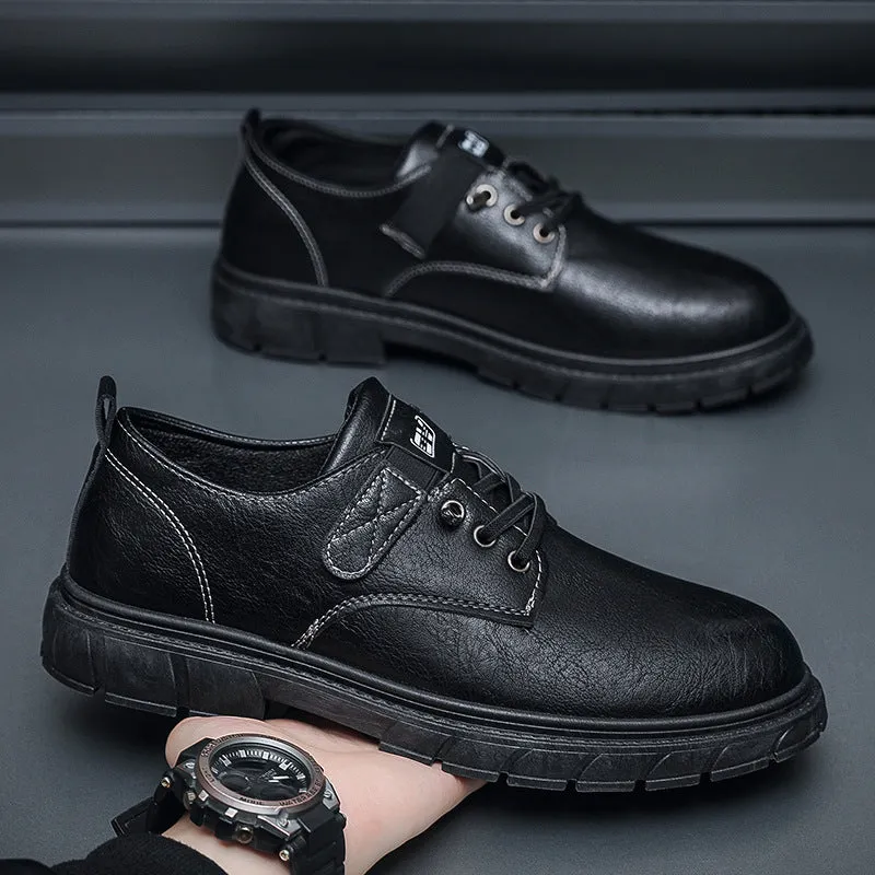 Increased By Small Leather Boots Business Casual Leather Shoes Men