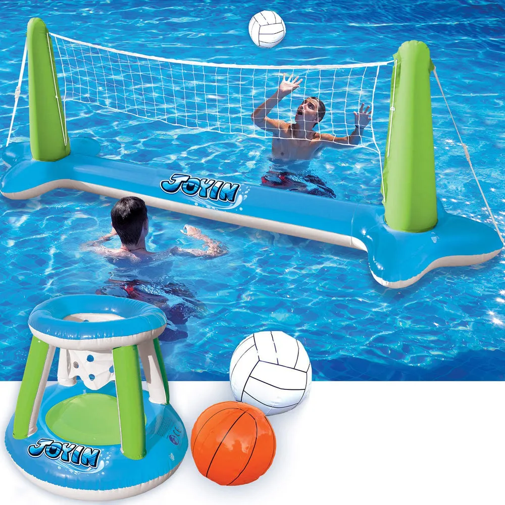 Inflatable Basketball & Volleyball Set for Pool Parties