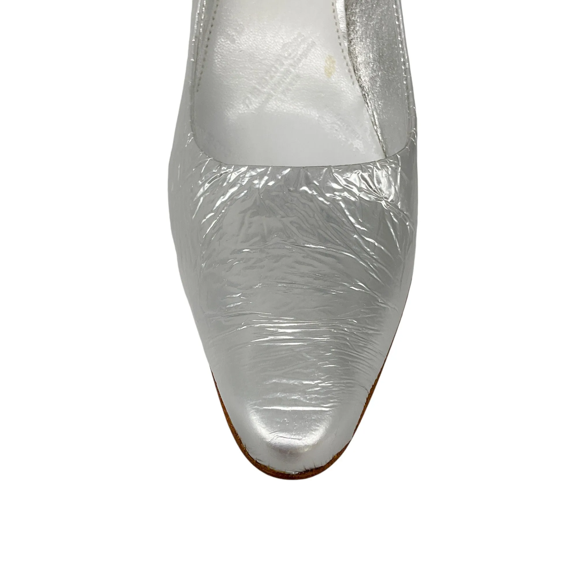 Maison Margiela Silver Metallic Crinkled Leather Pumps