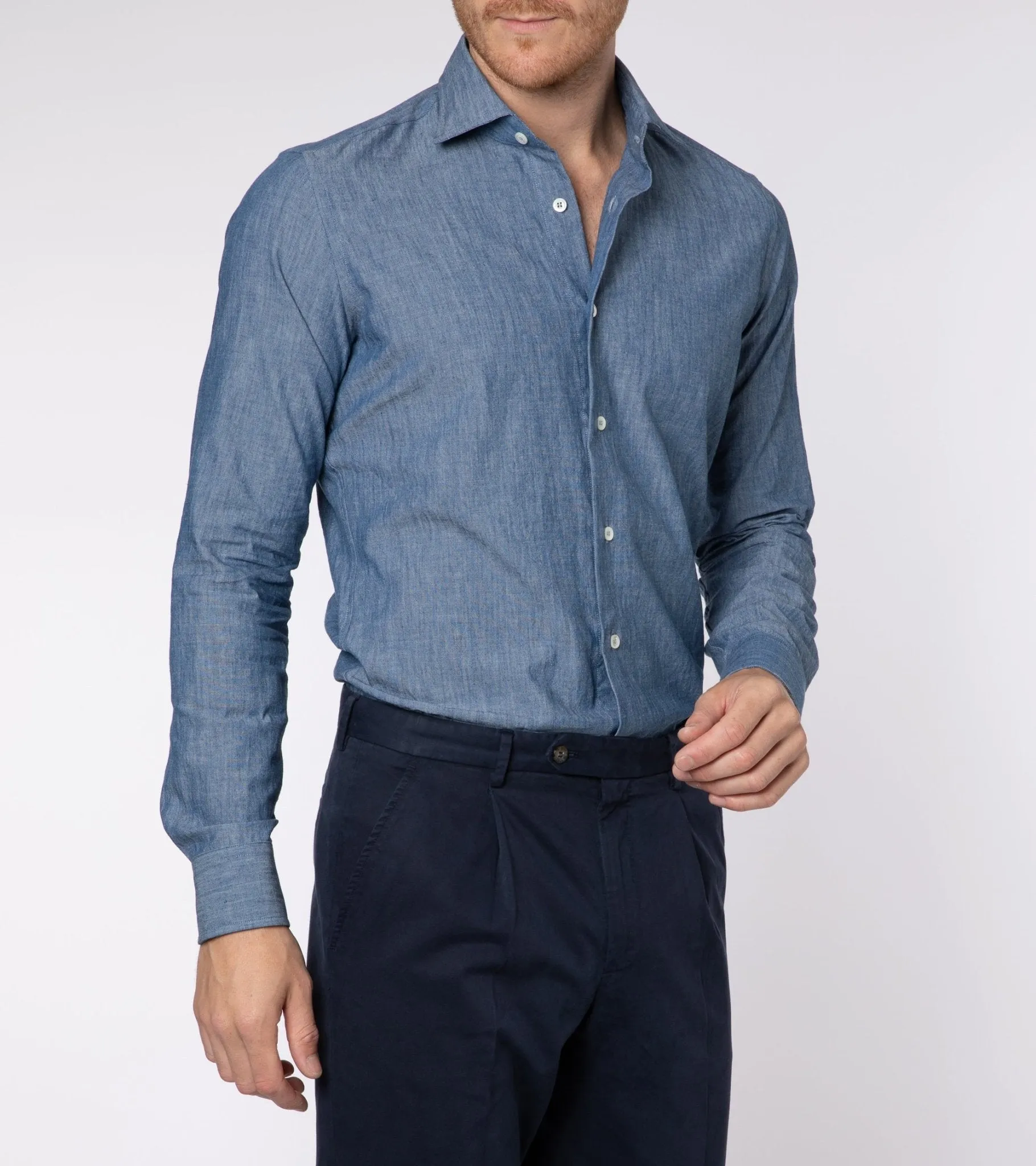 MCR Slim Japanese Chambray Shirt: Dark Blue