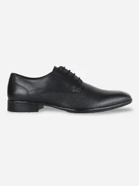 Men's Black Embossed Pattern  Regular Toe Lace Up Formal  (ID2100)