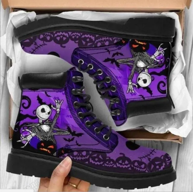 Purpdrank - Martin Boots Women's Autumn and Winter Fashion Women's Tooling Boots Skull and Flower Print High-top Boots Ladies