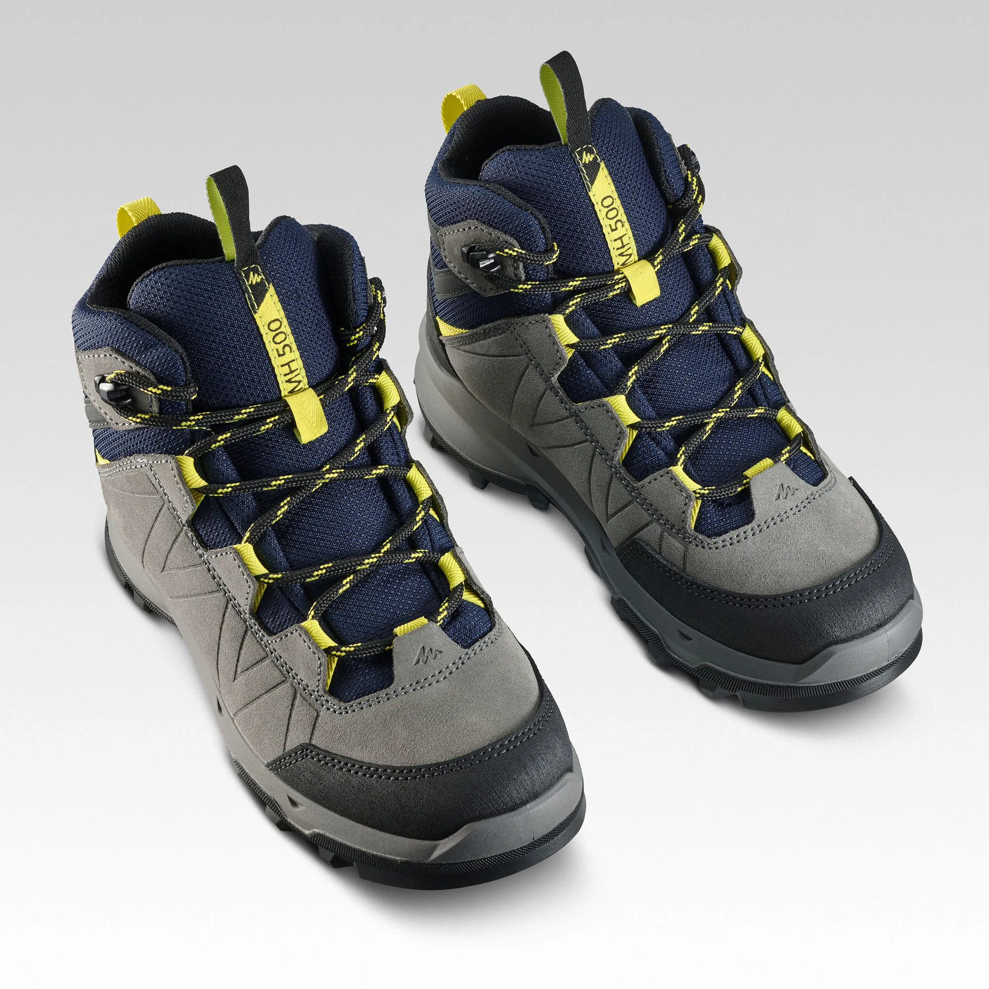 Quechua Kids' Waterproof Mountain Walking Boots 10-6 MH500 Blue Grey