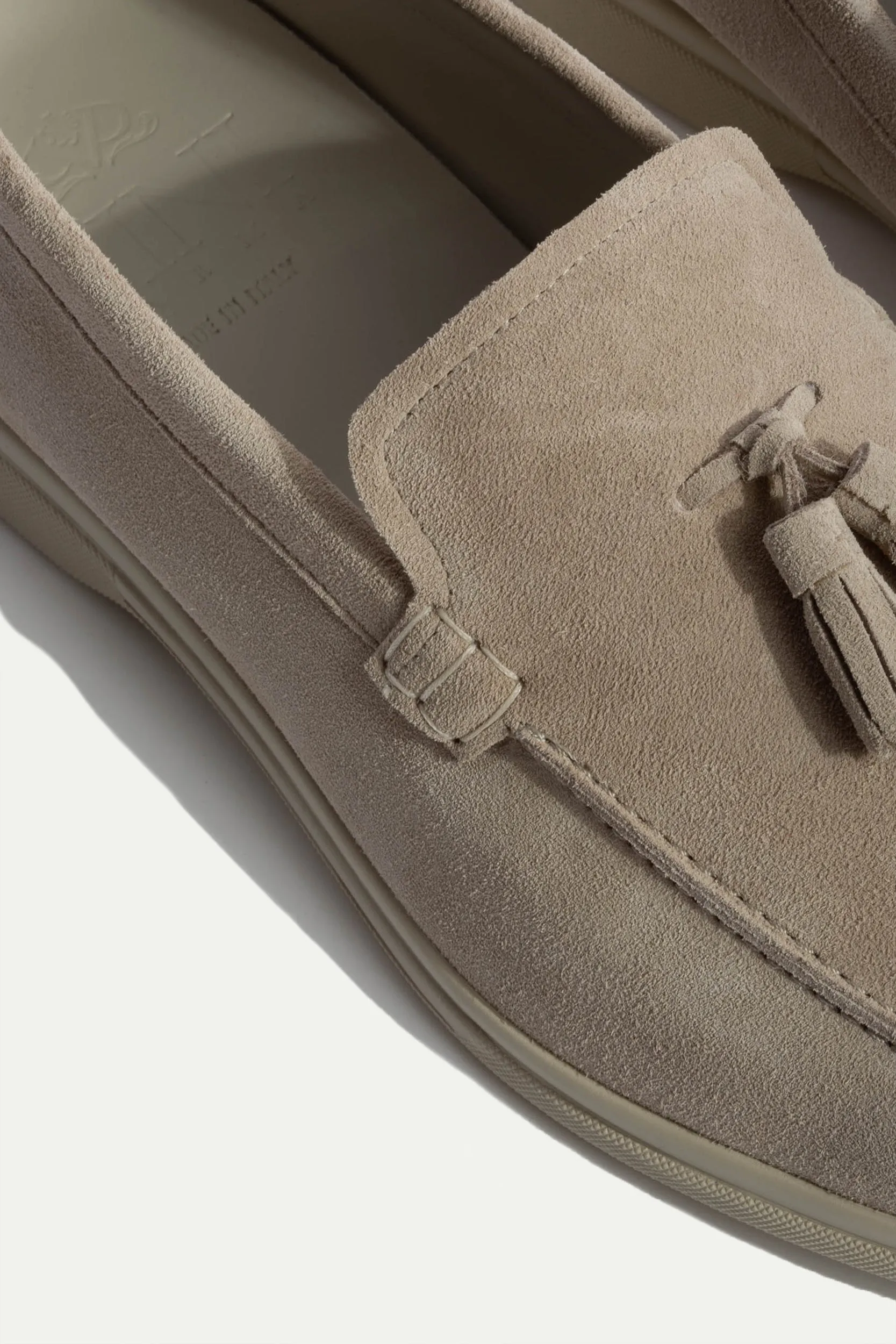 Sand suede tassel loafers - Made In Italy