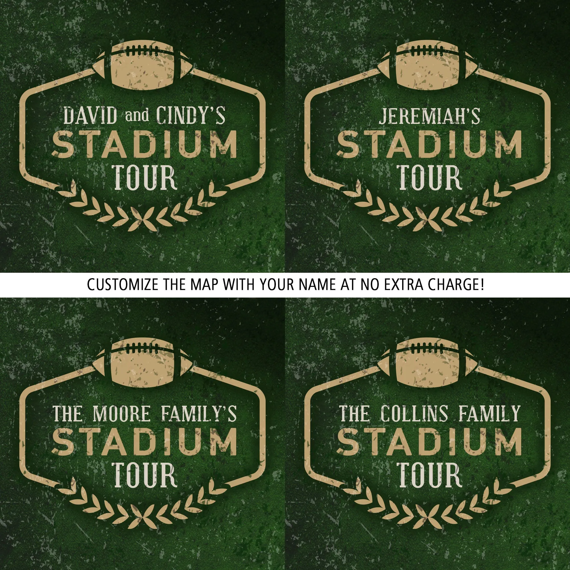 Vintage Football Stadium Tour Push Pin Map