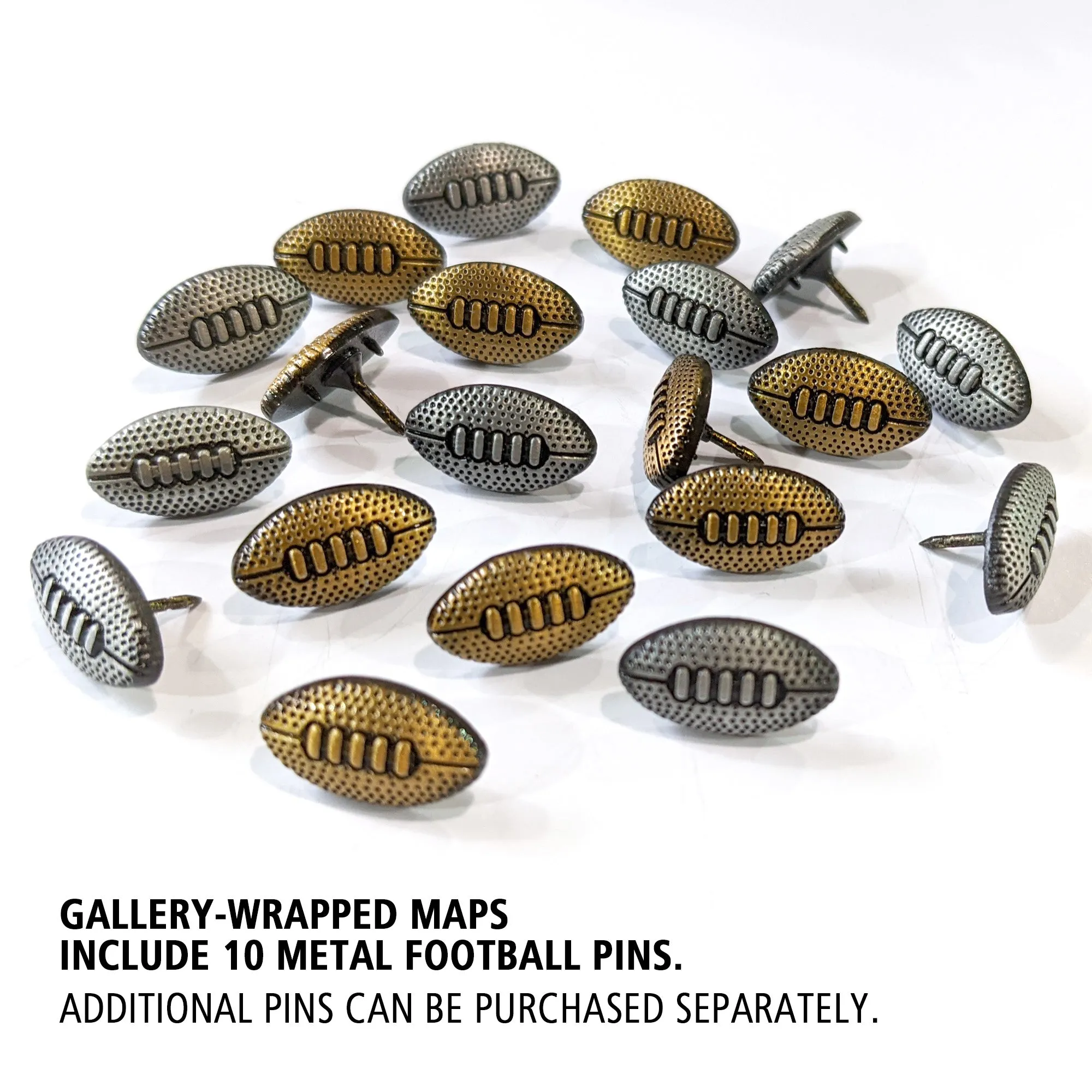 Vintage Football Stadium Tour Push Pin Map