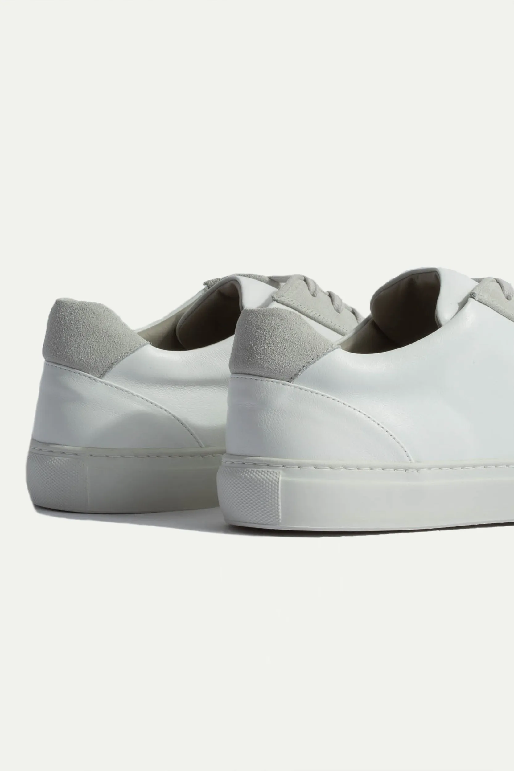 White sneakers with grey suede detail - Made In Italy