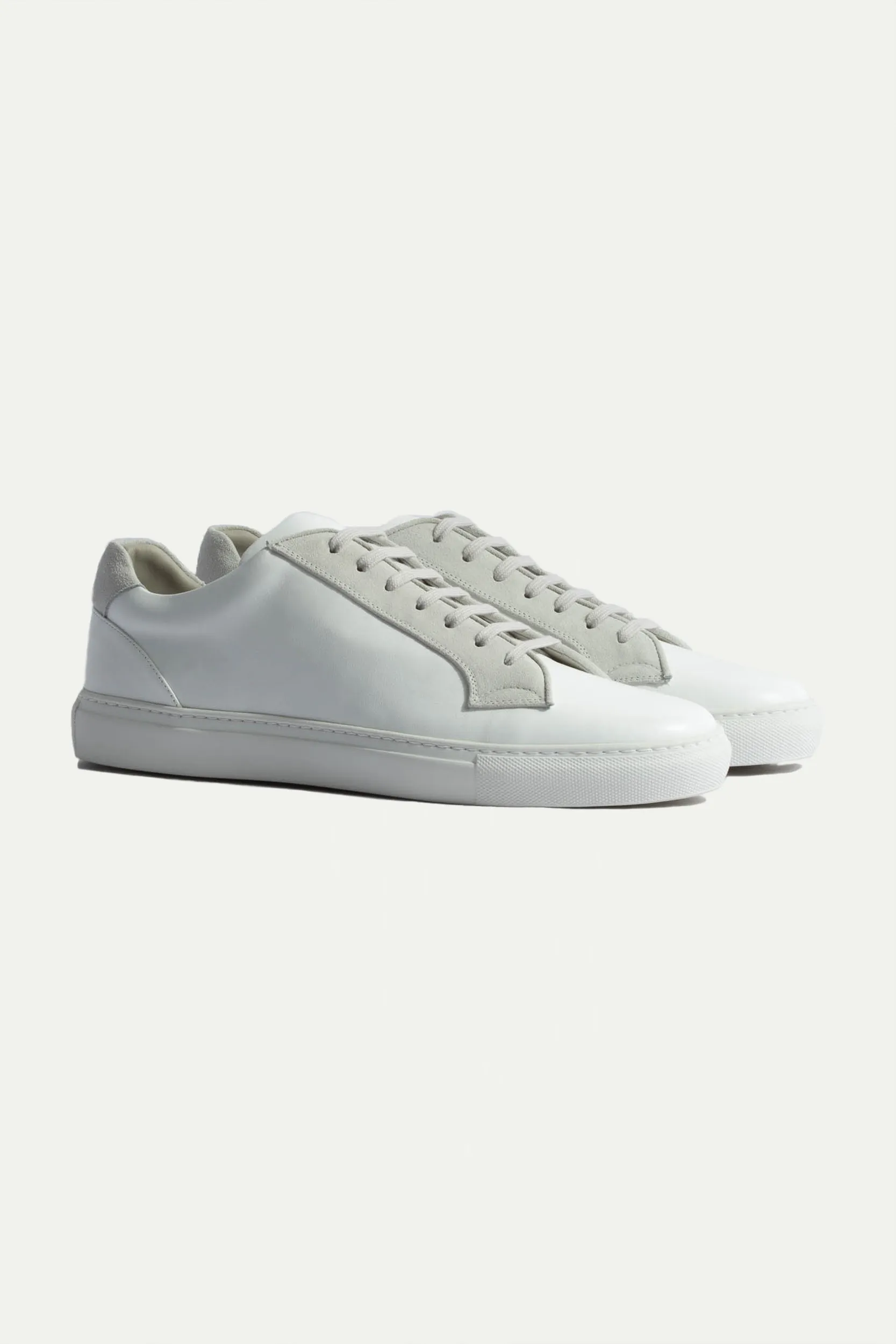 White sneakers with grey suede detail - Made In Italy