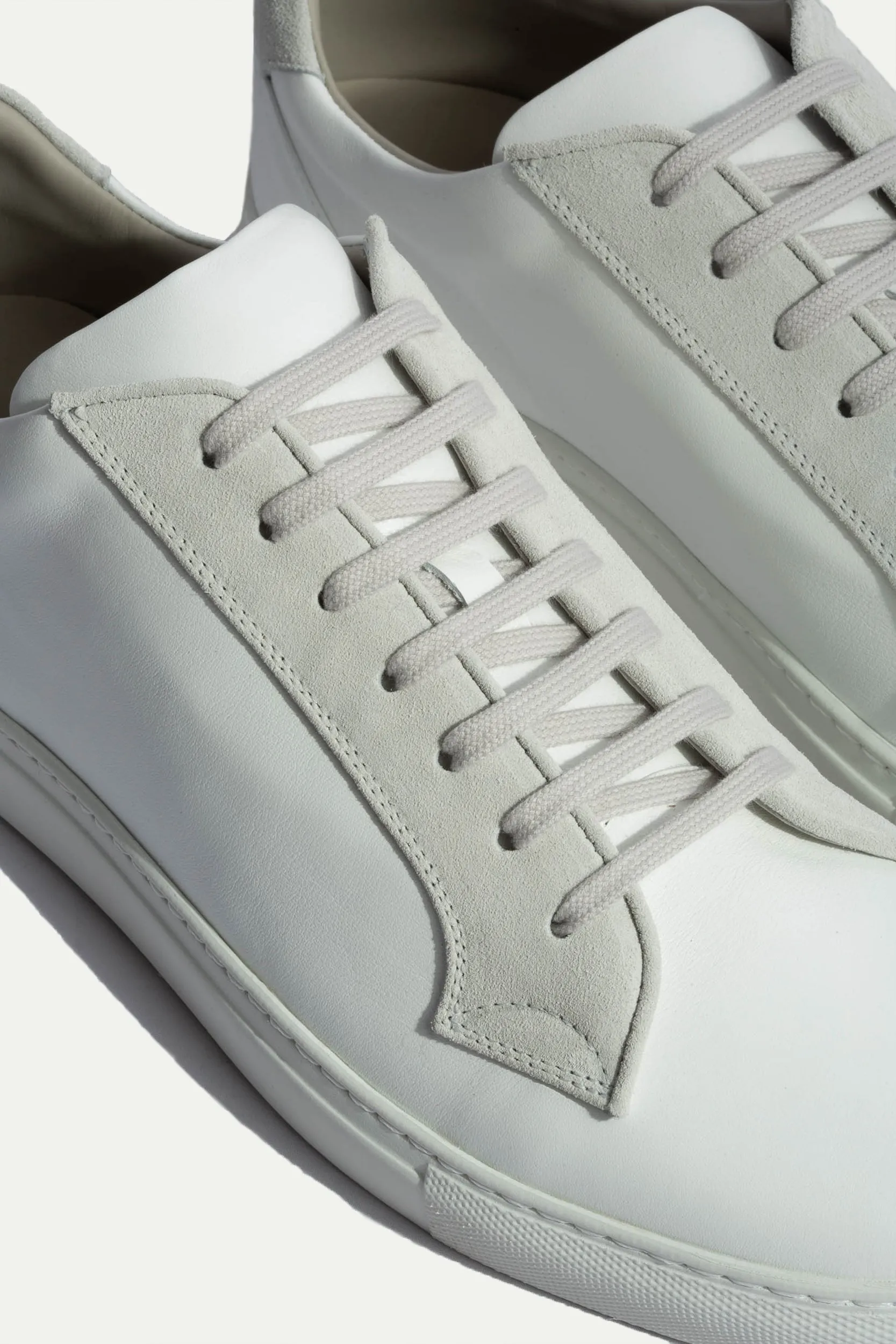 White sneakers with grey suede detail - Made In Italy